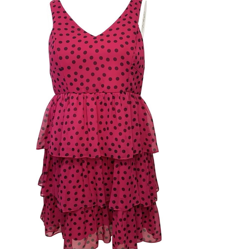 Torrid Pink Polka Dot Dress Size 20 Tiered Sleeveless Lace Detail Feminine Flowy